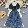 Retro V-neck Floral Dress Women's Short Sleeve
