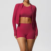 Sports Casual Yoga Clothes Nude Feel Long Sleeve Zipper Jacket Sports Shorts Fitness Clothes Three Piece Set for Women