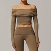 Sexy Casual Long Sleeve Yoga Wear Women off Shoulder Outdoor All Matching Dance Sports Long Sleeve