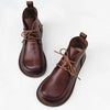 Women’s Pure Leather Chunky Big-Toe Ankle Boots by FitiqueFit