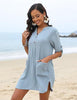 V-neck Buttons Side Slit Hem Dress Women