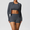 Sports Casual Yoga Clothes Nude Feel Long Sleeve Zipper Jacket Sports Shorts Fitness Clothes Three Piece Set for Women