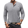 Mens Round Neck Henry Solid Color Long Sleeve T shirt by FitiqueFit