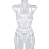 Sexy Lingerie Ladies Mini Floral at Steel Ring Embroidery Three Piece Set