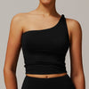 Brushed Oblique One Shoulder Twisted Yoga Vest Sports Waist Shaping Casual Running Workout Vest Women