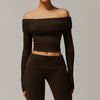 Sexy Casual Long Sleeve Yoga Wear Women off Shoulder Outdoor All Matching Dance Sports Long Sleeve