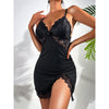 Sexy Seduction Sexy Lingerie Lace Stitching Pajamas Dress T Back Two Piece Suit