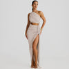 Women Clothing Spring Summer Shoulder Tube Top Backless Hollow Out Cutout Lace Pleated Dress
