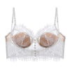 French Eyelash Lace Underwear Push up Thin U Shaped Bare Back Bra Forlove with Steel Ring