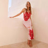 Summer Women Sexy Backless Spaghetti Straps Floral Print Slim Fit Maxi Dress