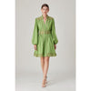 Fashionable Temperament V-neck Stitching Lace Hollow Design Long Sleeve Waist-tight Dress