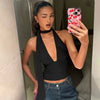 Women Clothing Spring Summer Sexy Scarf Strap Low Cut Back Cutout Sling Top