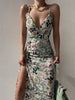 Women's Printed Backless Slit Sling Dress by FitiqueFit