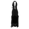 Spring Women Elegant Sexy Cutout Halter Mesh Stitching Trailing Dress Women