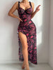 Fall Women Strap Floral Split Dress Sexy Lingerie