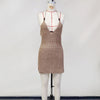 Women Spring Clothing Knitted Hollow Out Cutout Sexy V neck Halter Backless Lace up Beach Dress Women