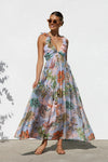 Summer Dress Same Printed V neck Large Swing Strap Dress Women