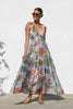 Summer Dress Same Printed V neck Large Swing Strap Dress Women