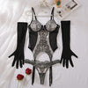 Sexy Underwear Three Piece Set Steel Ring Push up Body Shaping Mesh See through Sexy Set