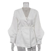 French Design Niche Women Clothing Spring Long Sleeve V neck Strap Elegant Top