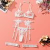 Embroidery Water Soluble Floral Girl Clothing Mesh See through Sexy High End Underwear Bra Set