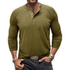 Mens Round Neck Henry Solid Color Long Sleeve T shirt by FitiqueFit