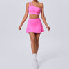 Oblique Shoulder Bra Pocket Skirt Yoga Quick Drying Beauty Back Fitness Running Tennis Sports Set for Women
