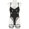 Sexy Jumpsuit Summer Girl Mesh Ornament Stitching Strap Showing Leg Ring Underwear