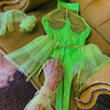 Sexy Faux Leather Patent Leather Mesh Joint Halter Underwear Mesh Tutu Skirt Swing Garter Jumpsuit Detachable