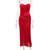 Autumn Maxi Dress Elegant Sexy Slim Tube Top Boning Corset Velvet Dress