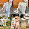 Vacation Style Floral Skirt Chiffon Dress Skirt One-piece Ruffled