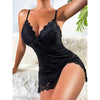 Sexy Seduction Sexy Lingerie Lace Stitching Pajamas Dress T Back Two Piece Suit