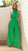 Summer Holiday Solid Color Halter Pocket Lace up One Piece Wide Leg Pants