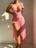 Fall Women Strap Floral Split Dress Sexy Lingerie