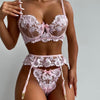 Sexy Lingerie Three-Piece Floral Embroidery Stitching Waist Seal Sexy Ladies Sexy Suit
