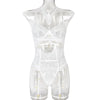 Sexy Three Piece Summer Lace Eyelash Lace Stitching with Halter Foot Ring