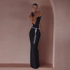 Sexy Color Matching One Piece Swimsuit Skirt Slit Black White High Grade Sexy Bikini