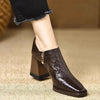 Women’s Chunky-Heel High Heels with Side Zipper by FitiqueFit