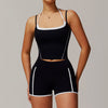 Faux Two Piece Halter Beauty Back Yoga Fold High Waist Casual All-Match Workout Exercise Outfit