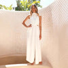 Summer Holiday Solid Color Halter Pocket Lace up One Piece Wide Leg Pants