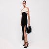 Black White Folding Fan Shape Strapless Dress Sexy Dress Backless