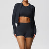 Sports Casual Yoga Clothes Nude Feel Long Sleeve Zipper Jacket Sports Shorts Fitness Clothes Three Piece Set for Women