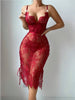 Lace Hollow Out Cutout Red Sexy Topless Sheath Sexy Lingerie Dress Women