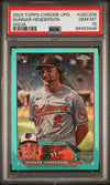 Graded 2023 Topps Chrome Update Gunnar Henderson #USC208 Aqua #/199 Rookie RC Baseball Card PSA 10 Gem Mint