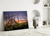 Blue Mosque Glass Wall Art by Insigneart USA