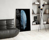 Blue Feather Glass Wall Art by Insigneart USA