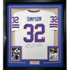 Framed Autographed/Signed OJ O.J. Simpson 35x39 The Juice Buffalo White Football Jersey JSA COA