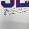 Framed Autographed/Signed OJ O.J. Simpson 35x39 The Juice Buffalo White Football Jersey JSA COA