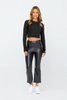 Luxe Edge Leather-Look Crossover Flare Leggings