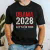 "Obama 2028 - Let's Fix This" Statement T-Shirt - Campaign-Ready Motif by Dog Mom Hat